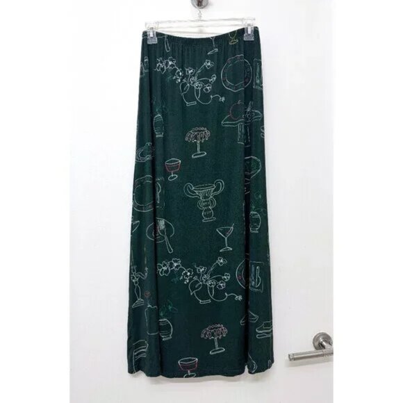 Lisa Says Gah ! Lauren Midi Skirt Green Food Set the Table Forest Tablescape Lg - Picture 9 of 10
